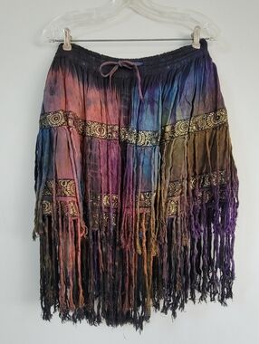 Tie Die Tassle Hippie Boho Women's One Size Skirt Festival Coachella Western